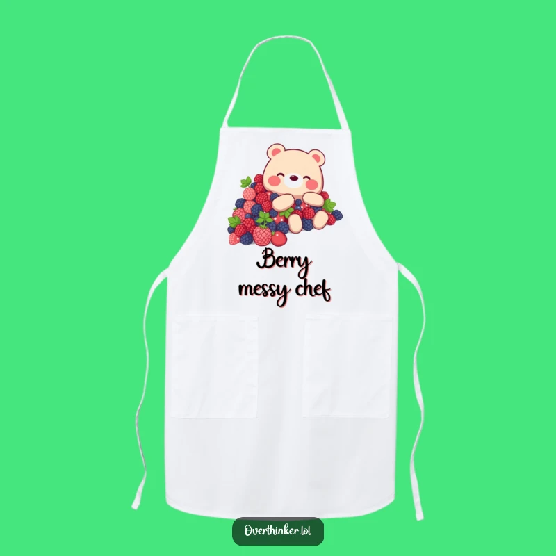 Funny Bear Berry Feast Apron - Humorous Bear Chef Gift for Enthusiastic Cooks
