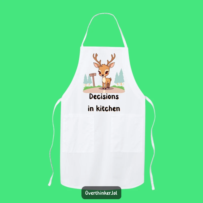 Funny Deer Crossroads Apron: Pondering Doe Chef, Perfect Kitchen Gift
