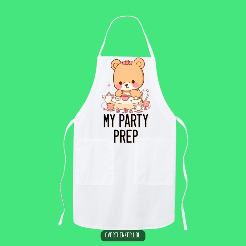 Funny Kawaii Bear Apron: Tea Party Planner, Humorous Kitchen Gift