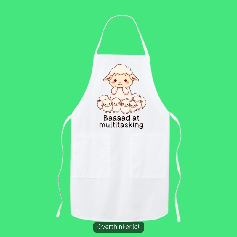 Funny Overwhelmed Sheep Apron - Counting Sheep Kitchen Gift!