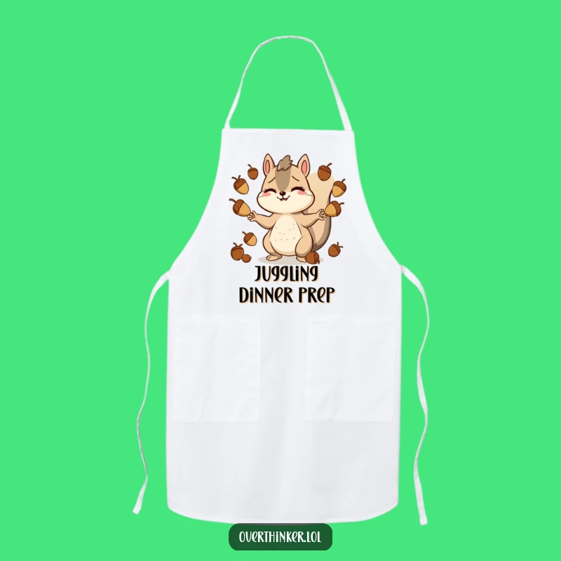 Funny Stressed Squirrel Apron: Acorn Juggling Fun, Practical Funny Gift