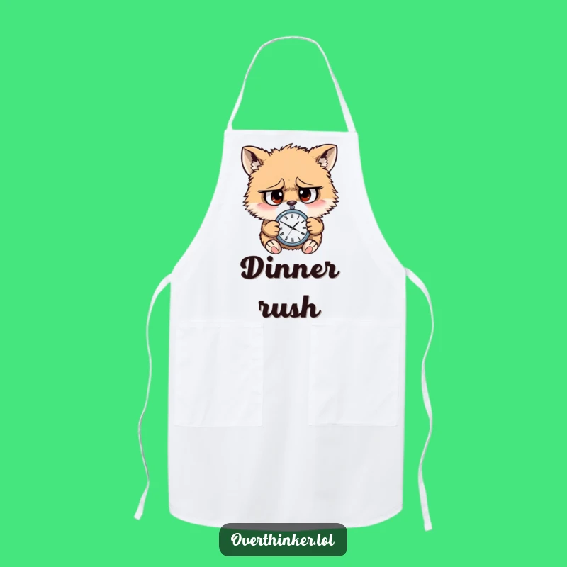 Funny Worried Animal Apron: Always Late Kitchen Gift