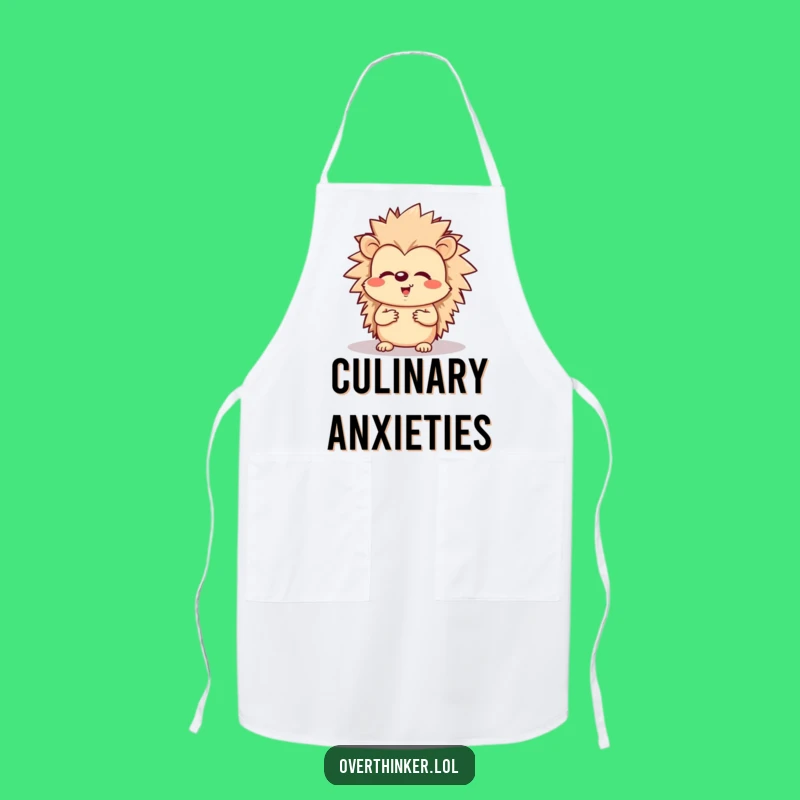 Funny Worried Hedgehog Chef Apron - Anxious Baker's Comfort for a Funny Gift