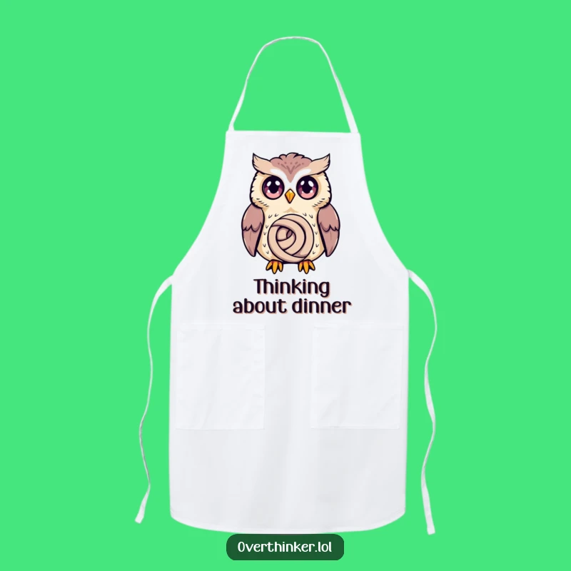Funny Owl Deep Thought Apron - Humorous Owl Chef Gift for Kitchen Ponderers