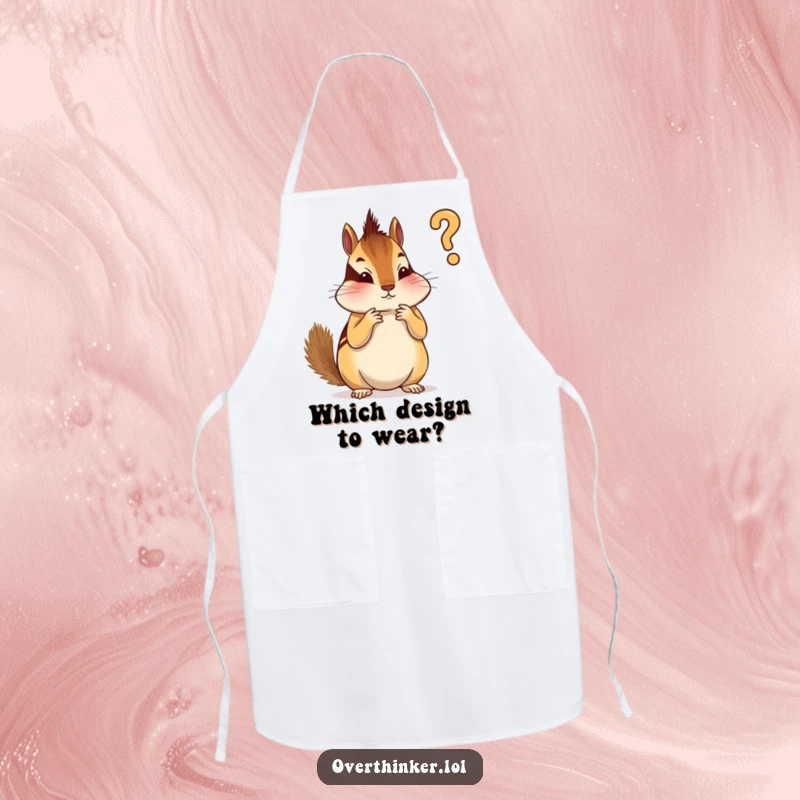 Funny apron with an overthinking chipmunk deciding which stripe to apply first, ready to create a masterpiece.