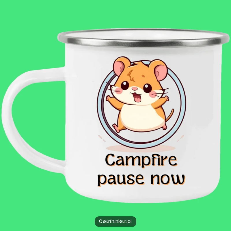Adventurous Funny Kawaii Hamster Wheel Camping Mug - Outdoor Funny Gift