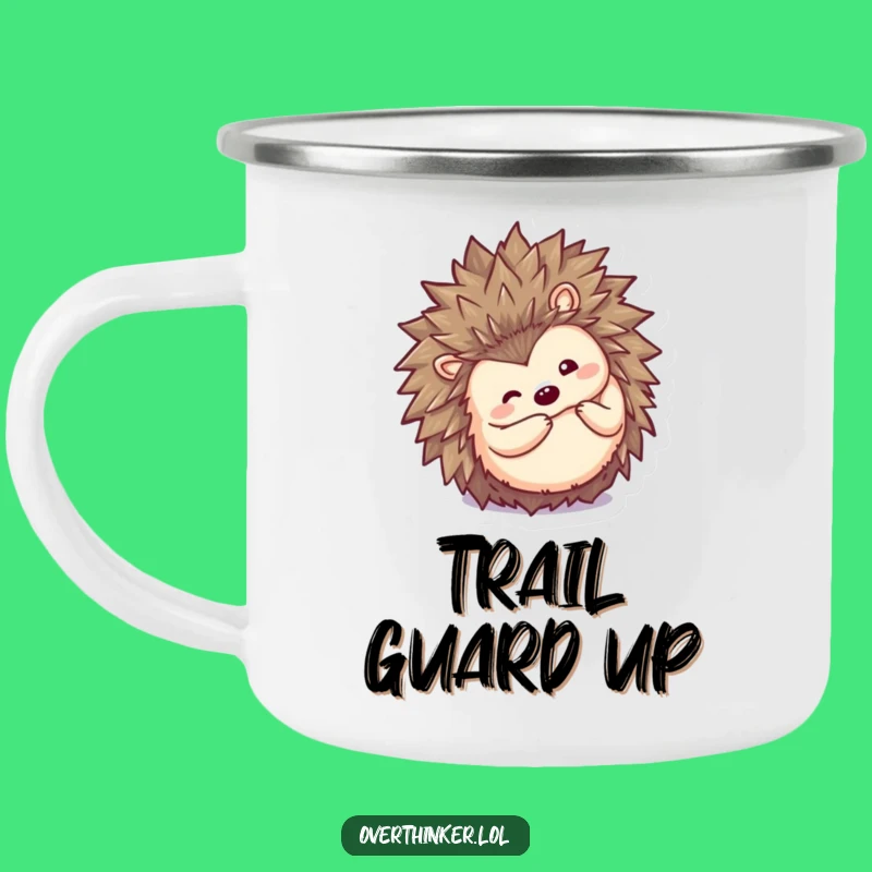 Funny Kawaii Hedgehog Camping Mug: Trail Curiosity, Perfect Adventure Gift