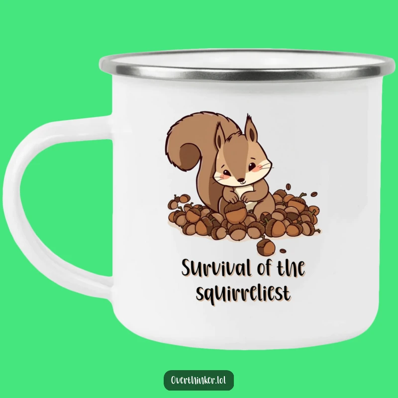 Funny Squirrel Acorn Stash Camping Mug - Rustic Squirrel Gift for Trail Prep