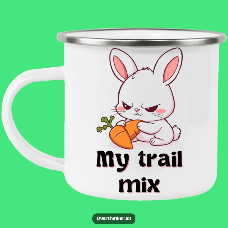 Funny Rabbit Carrot Quest Camping Mug - Rustic Rabbit Gift for Trail Focus