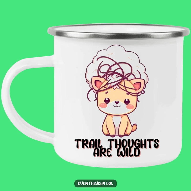 Funny Tangled Thoughts Kawaii Camping Mug: Cute Animal Adventure Mug, Funny Gift
