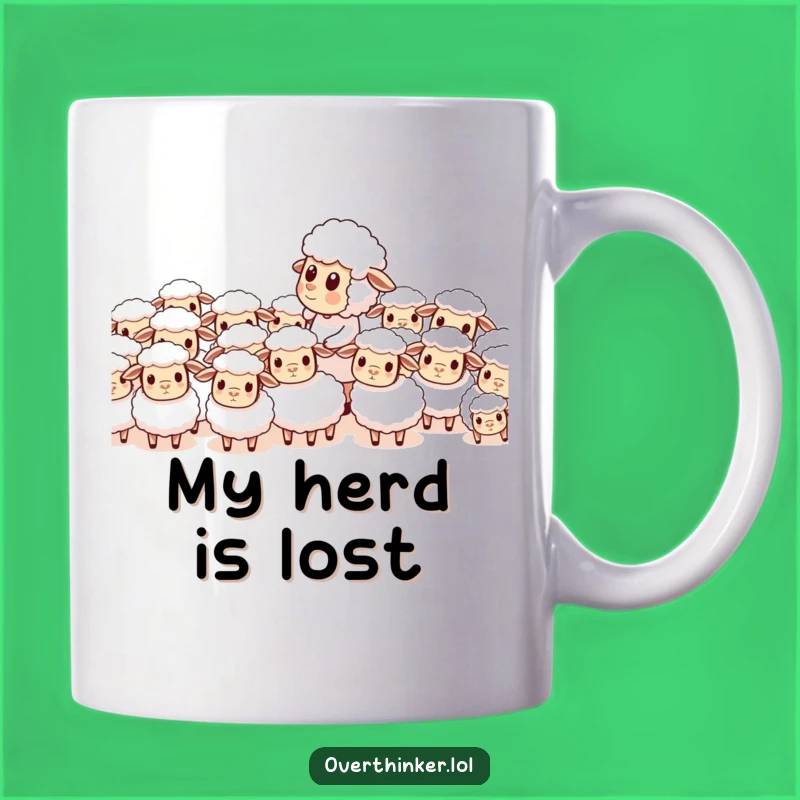 Funny Confused Sheep Mug: Character Tries Counting Herd