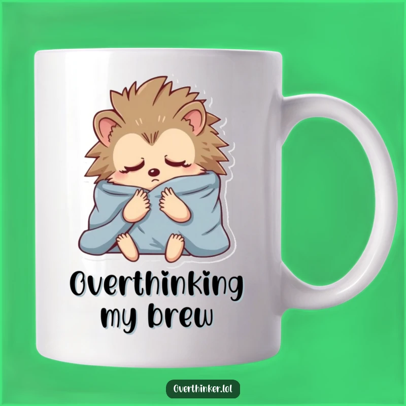 Funny Hedgehog Blanket Mug: Anxious Contemplation for Your Coffee Break!