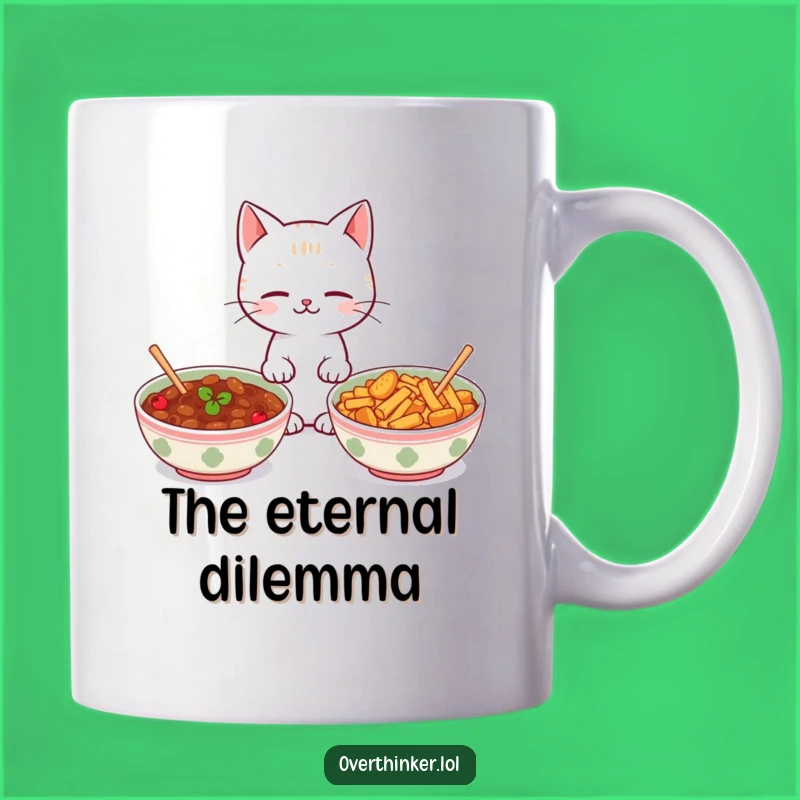 Funny Kawaii Cat Food Choice Mug - Perfect Funny Gift for Indecisive Pets