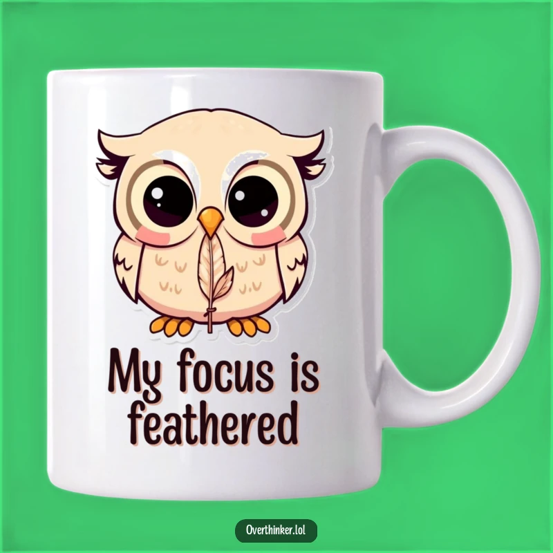 Funny Kawaii Owl Staring Feather Mug - Perfect Funny Gift for Bird Lovers
