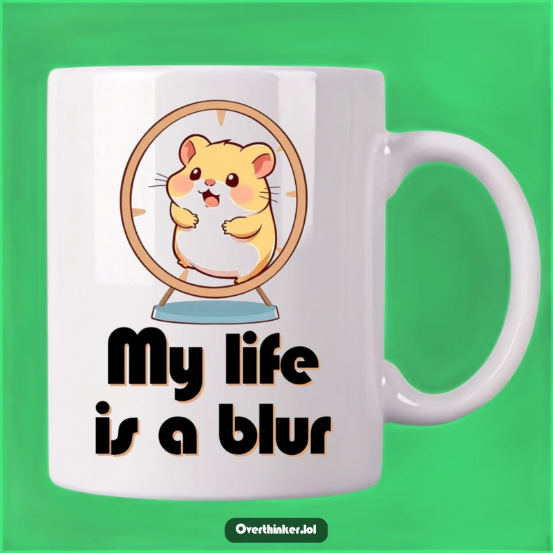 Funny Hamster Wheel Runner Mug - Overwhelmed Critter Coffee Cup for a Funny Gift