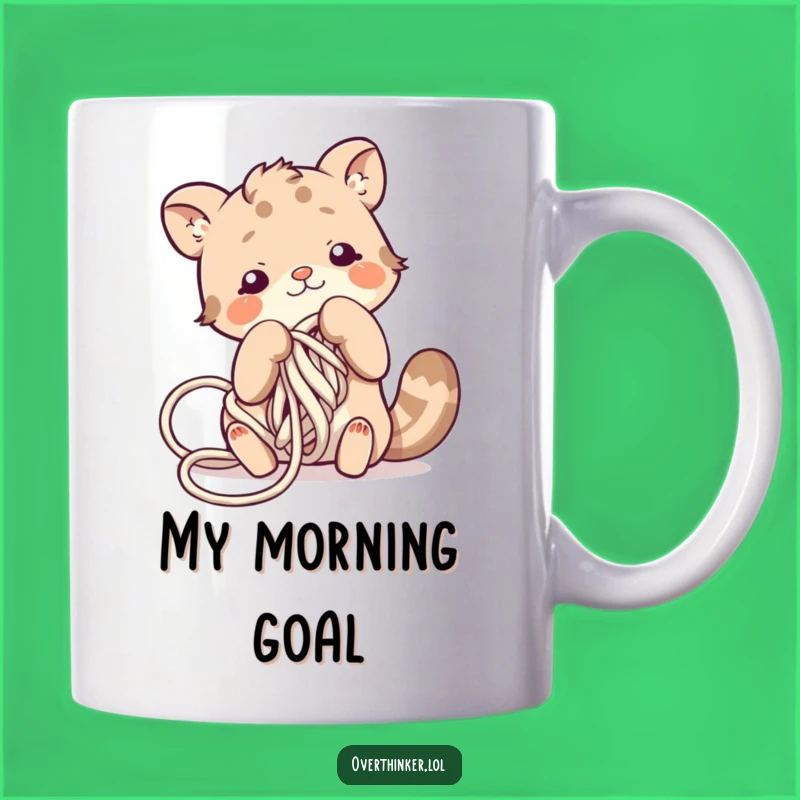 Funny Yarn Trouble Mug: Adorable Animal Character Hilariously Tangled, Perfect Gift for Cat Lovers!