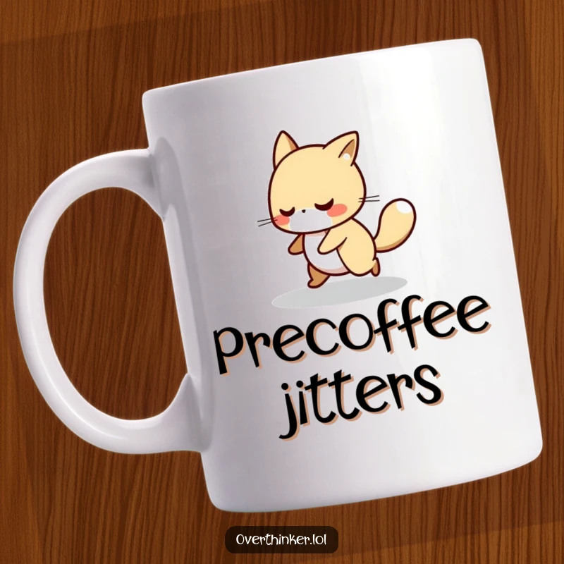 Funny mug featuring a cute animal pacing in a small circle, embodying restless energy and contemplation.