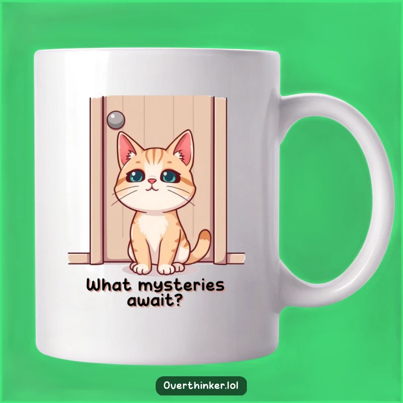 Funny Cat Door Stare Mug: Feline Mystery, Ultimate Funny Cat Gift
