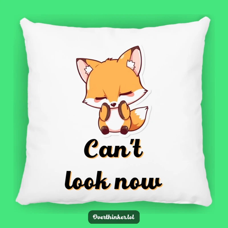 Funny Fox Pillow: Character Hides Face in Embarrassment Comfort