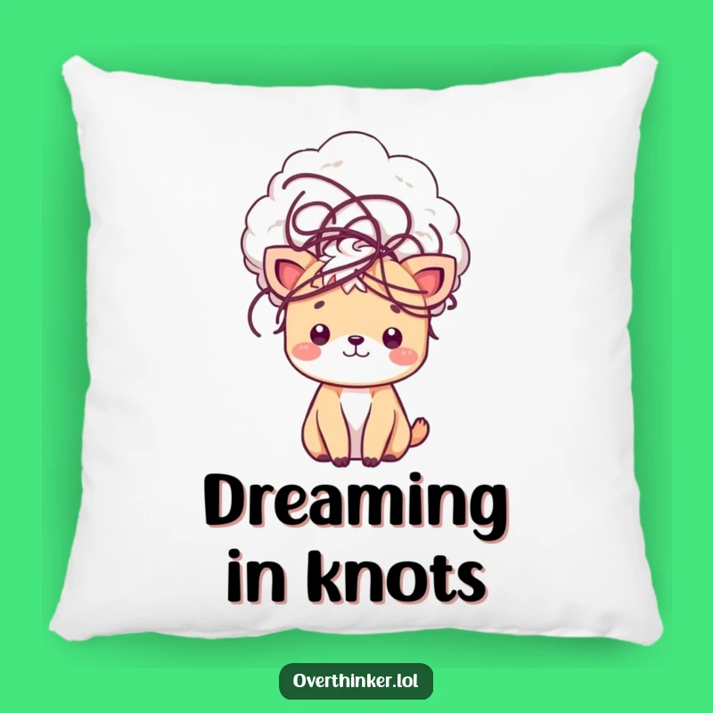 Funny Tangled Thoughts Kawaii Pillow: Cute Animal Comfort, Perfect Comfy Funny Gift