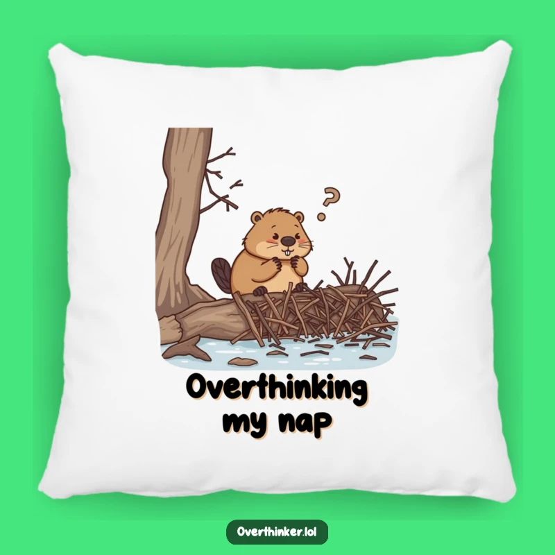 Funny Beaver Stress Pillow, Hilarious Soft Cushion for Overthinkers and Worriers