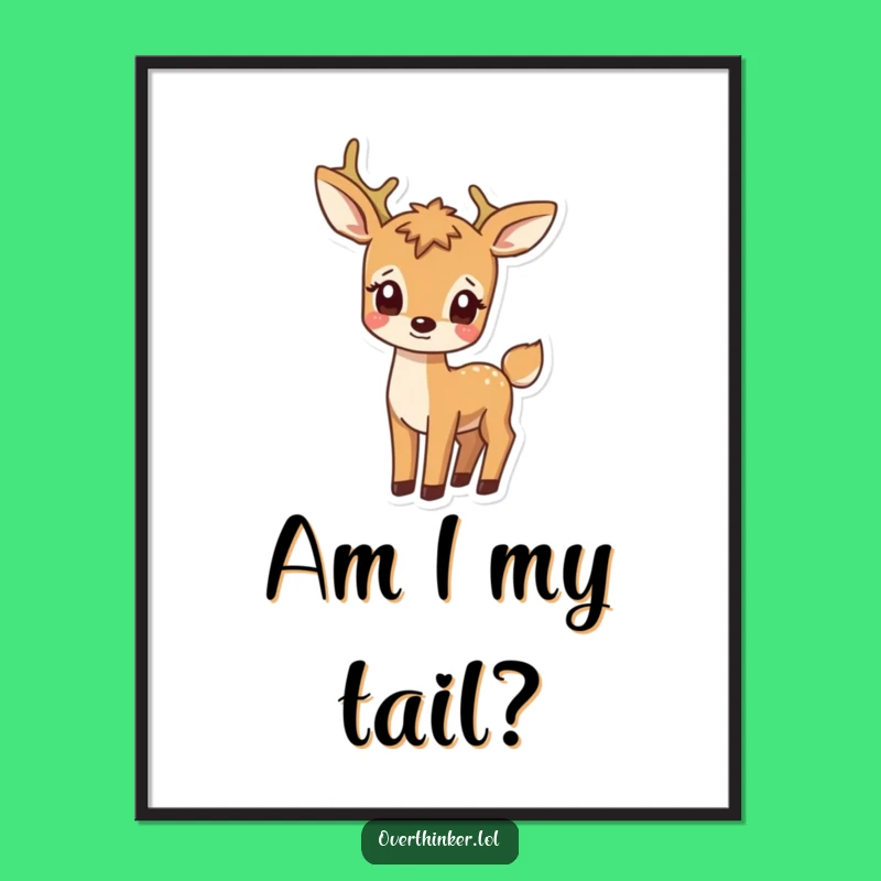 Funny Deer Watching Tail Digital Art - Whimsical Animal Decor Gift