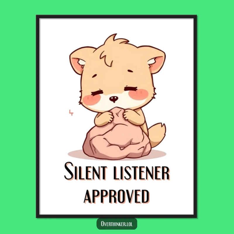 Funny Animal Whispers Secrets to Rock Digital Art - Instant Quirky Decor Gift