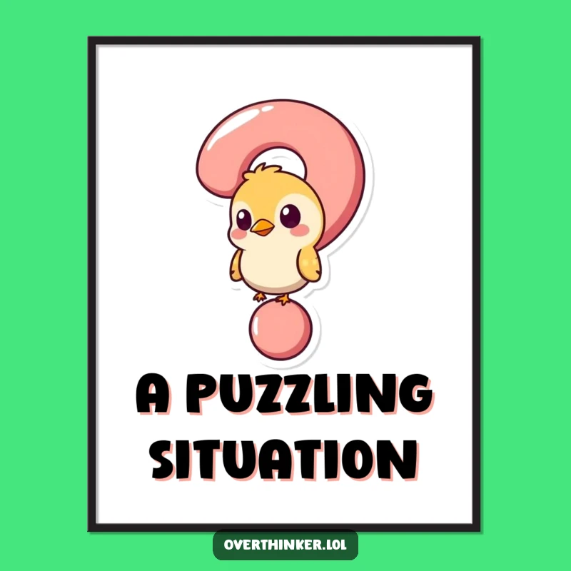 Funny Bird Question Mark Digital Print: Whimsical Art for Curious Walls