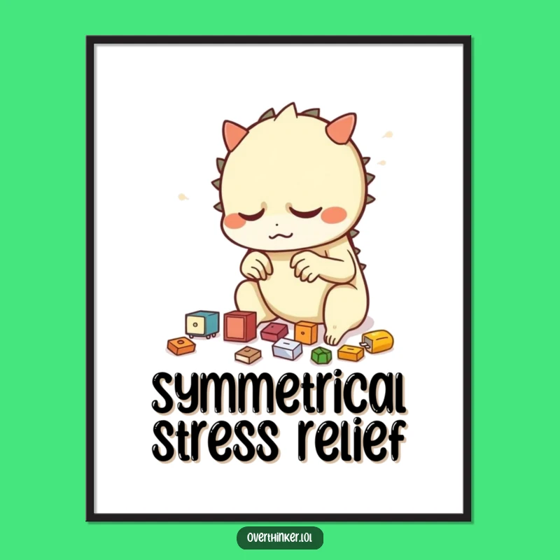 Funny Digital Art: Creature's Orderly Mind Print, Quirky Anxiety Art, Charming Funny Gift!