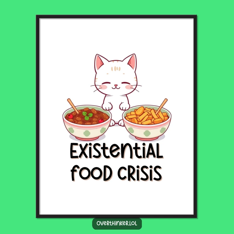 Funny Kawaii Cat Food Digital Print - Instant Whimsy and Funny Gift