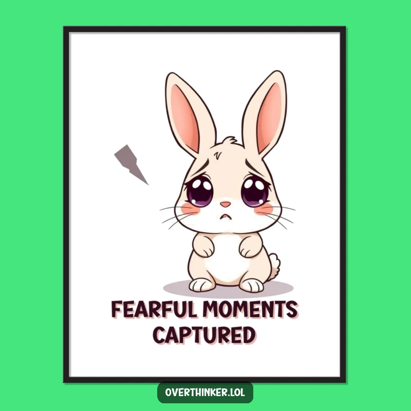 Funny Rabbit Shadow Digital Print: Scared Bunny Art, Instant Gift