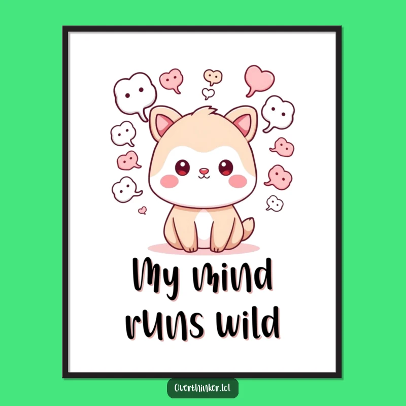Funny What If Kawaii Digital Art: Cute Animal Print, Printable Funny Gift