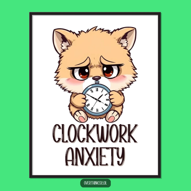 Funny Worried Animal Watch Digital Art: Relatable Stress Gift