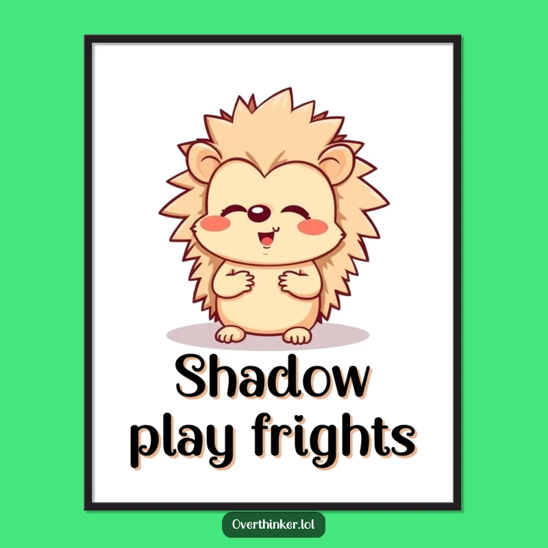 Funny Worried Hedgehog Digital Art - Instant Charming Anxiety Download for a Funny Gift