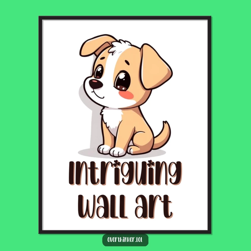 Funny Dog Digital Art: Shadow Staring, Puzzled Canine Decor
