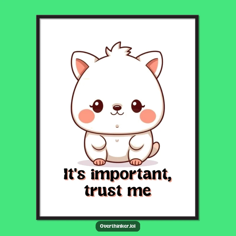 Funny Intense Focus Kawaii Digital Art: Cute Animal Print, Printable Funny Gift