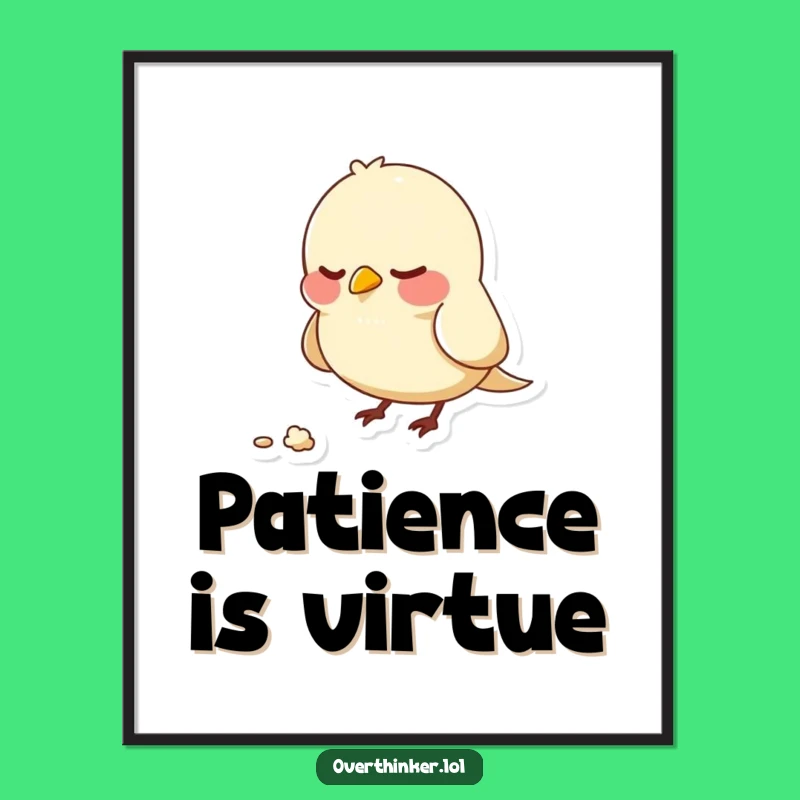 Funny Anxious Bird Digital Art: Character's Crumb Focus