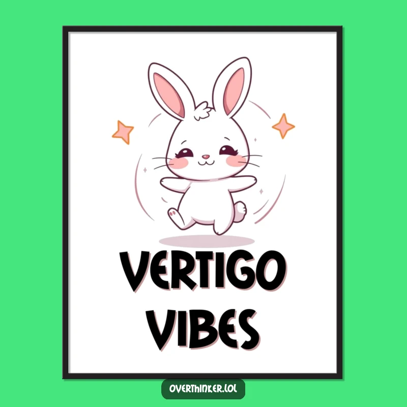 Funny Kawaii Rabbit Dizzy Digital Print - Instant Whimsy and Funny Gift