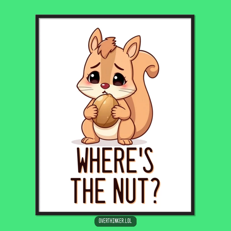 Funny Squirrel Digital Art, Humorous Printable for Bewildered Decor