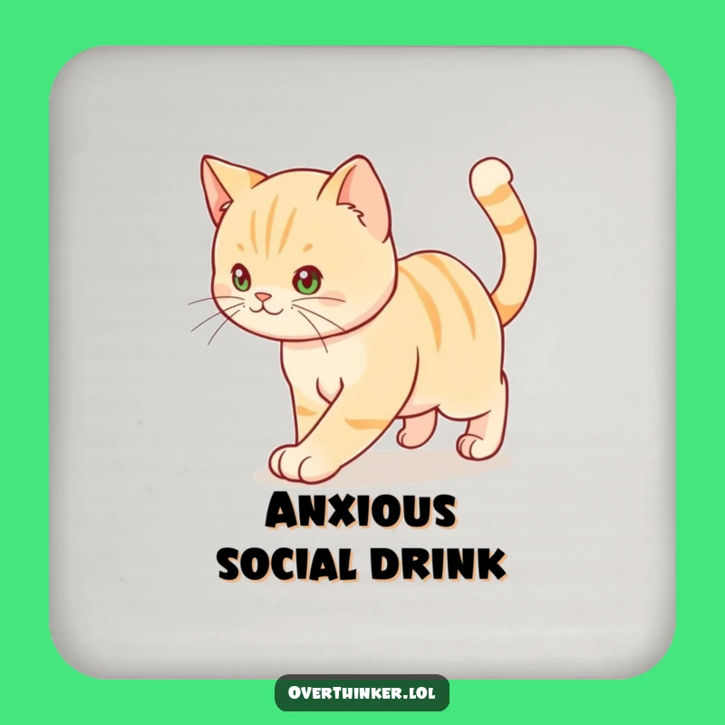 Funny Pacing Cat Drink Coaster: Hilarious Protector for Anxious Drinkers