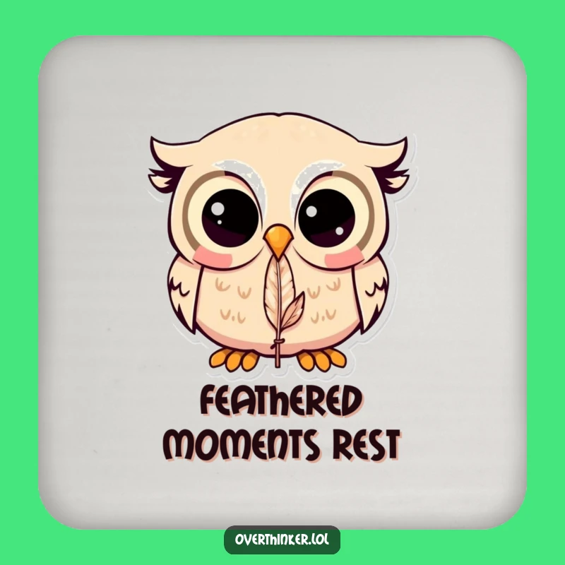 Funny Kawaii Owl Feather Drink Coaster - Protect Surfaces with Humor