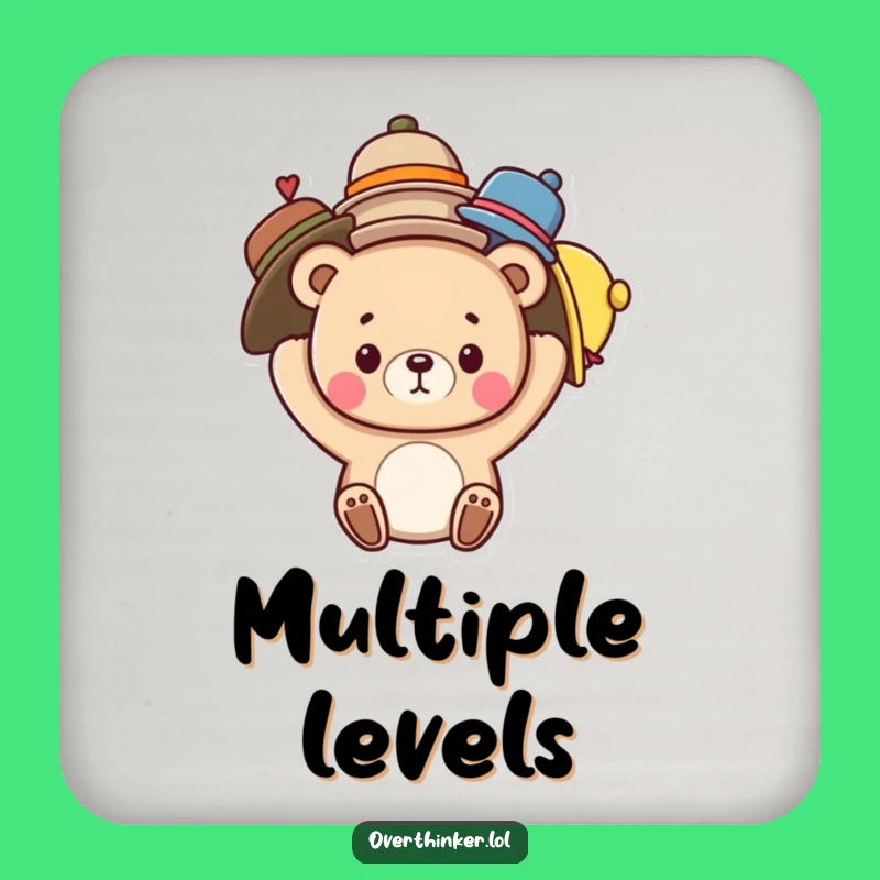 Funny Bear Balancing Hats Coaster - Cute Drink Protection Gift