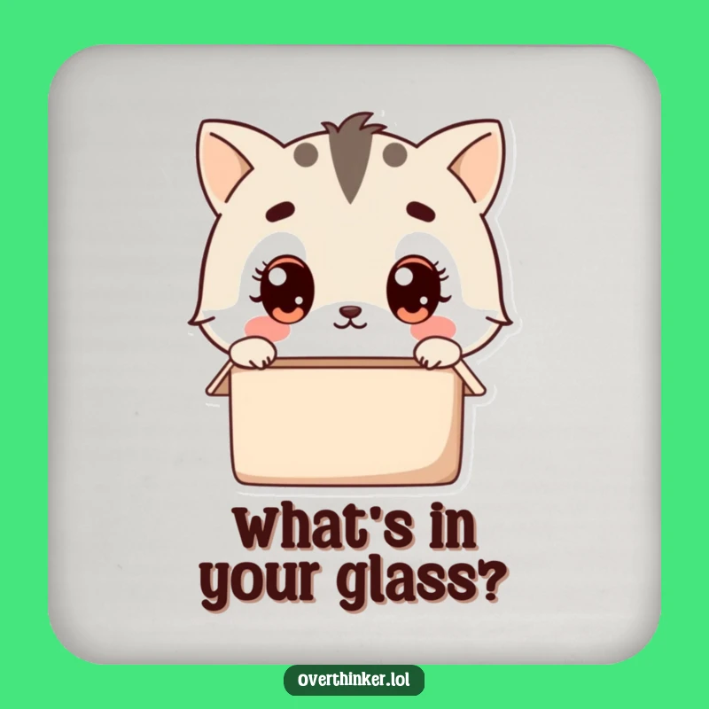 Funny Empty Box Pondering Kawaii Coaster: Cute Animal Drink Saver, Unique Funny Gift
