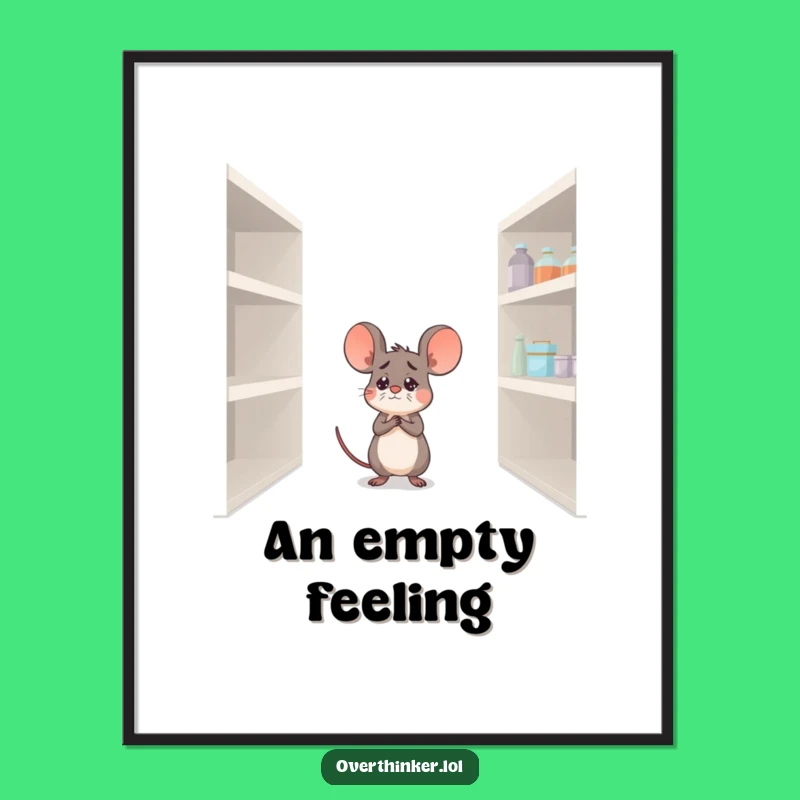 Funny Mouse Pantry Poster: Empty Shelf Art for Foodie Homes