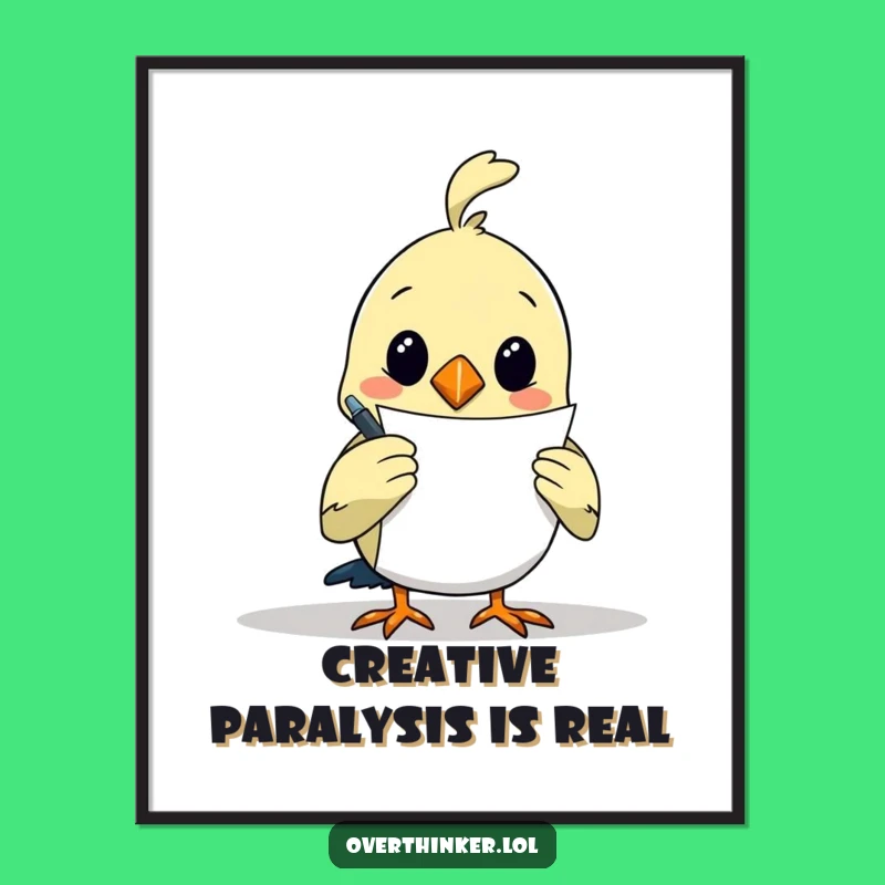 Funny Bird Art Poster: Overthinking Artist's Hilarious Wall Decor