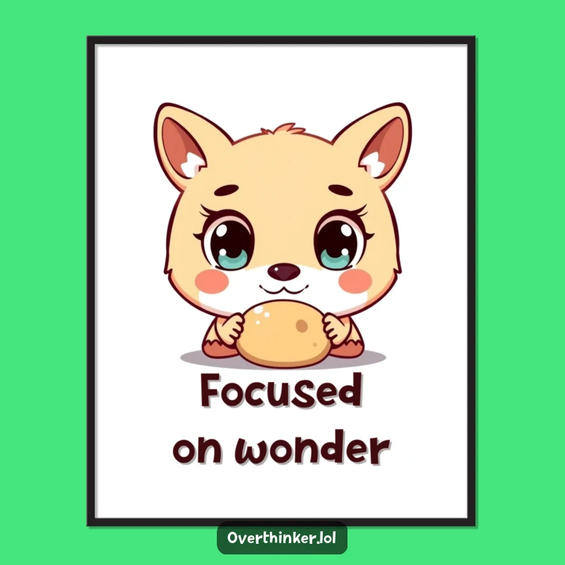 Funny Poster: Wide-Eyed Animal's Stare at Object, Humorous Art