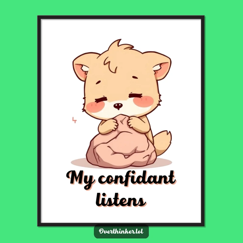 Funny Animal Whispers Secrets to Rock Poster - Quirky Wall Art & Gift