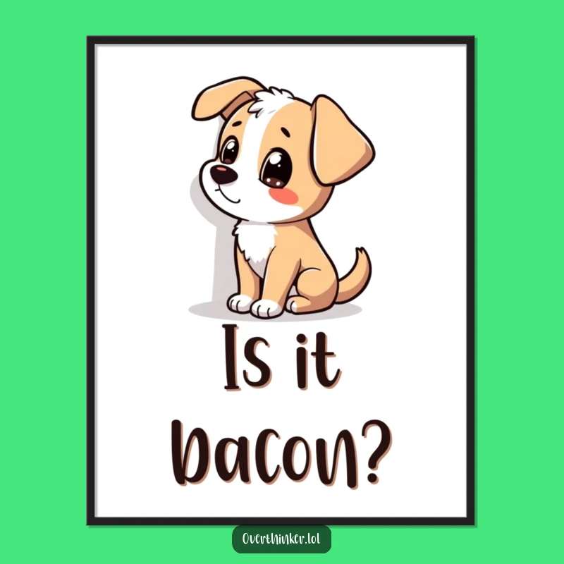 Funny Dog Poster: Shadow Staring, Puzzled Canine Art Print