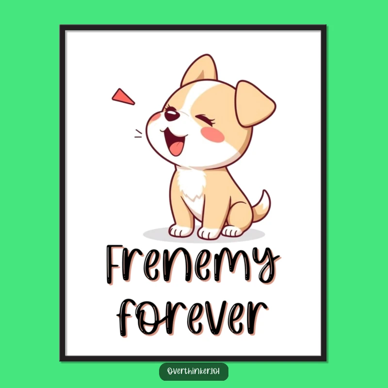 Funny Kawaii Dog Poster: Shadow Boxing Art, Ideal Playful Decor Gift