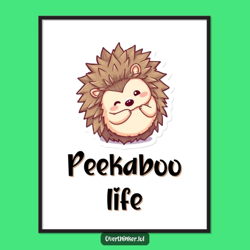 Funny Kawaii Hedgehog Poster: Inquisitive Gaze Art, Ideal Decor Gift
